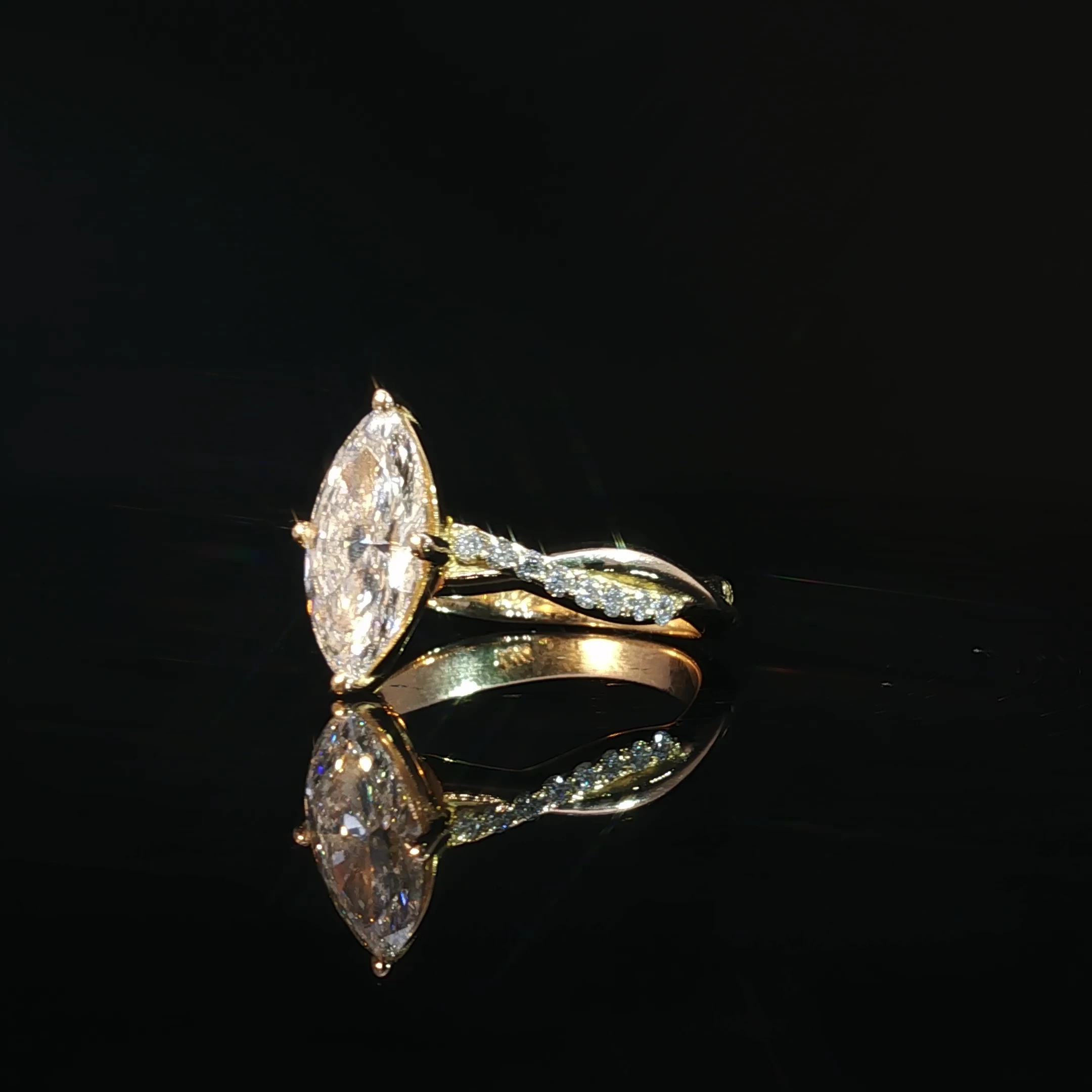 Marquise Cut Engagement Ring with Twisted Band & 1.93 CTW - Image 3