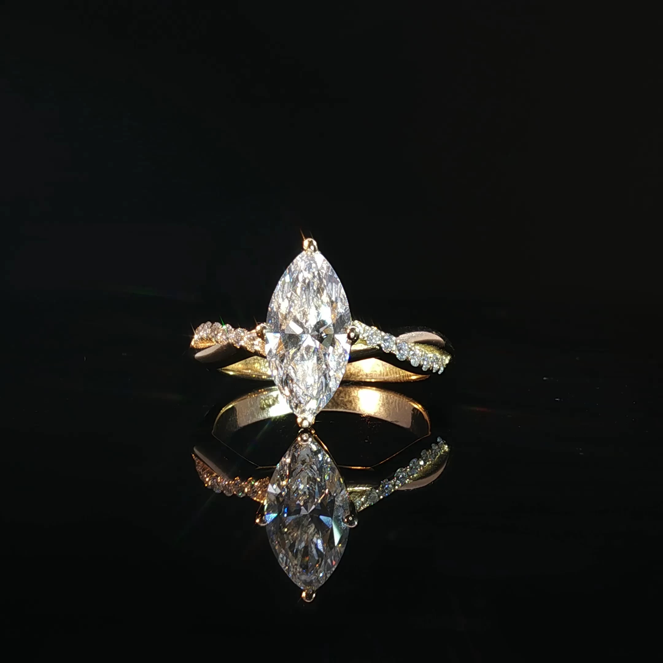 Marquise Cut Engagement Ring with Twisted Band & 1.93 CTW - Image 4