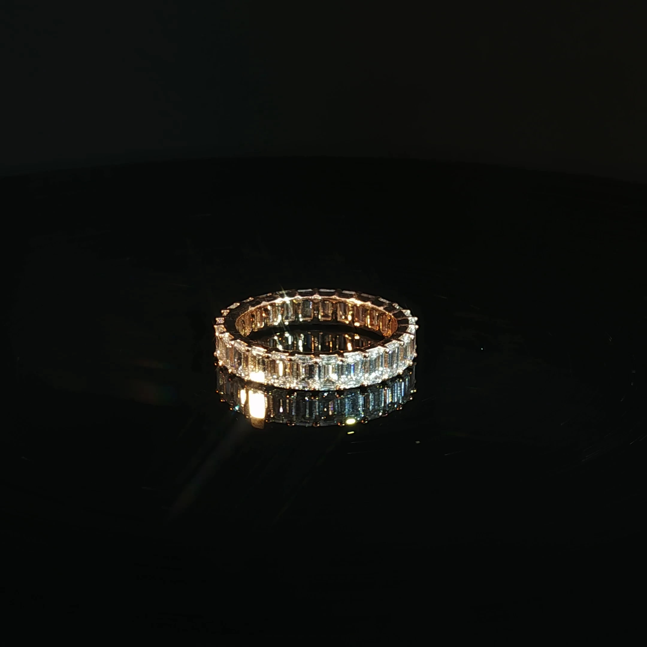 14K Gold Emerald Cut Eternity Band with 3.5CTW