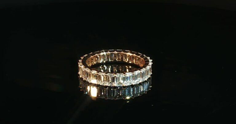 14K Gold Emerald Cut Eternity Band with 3.5CTW