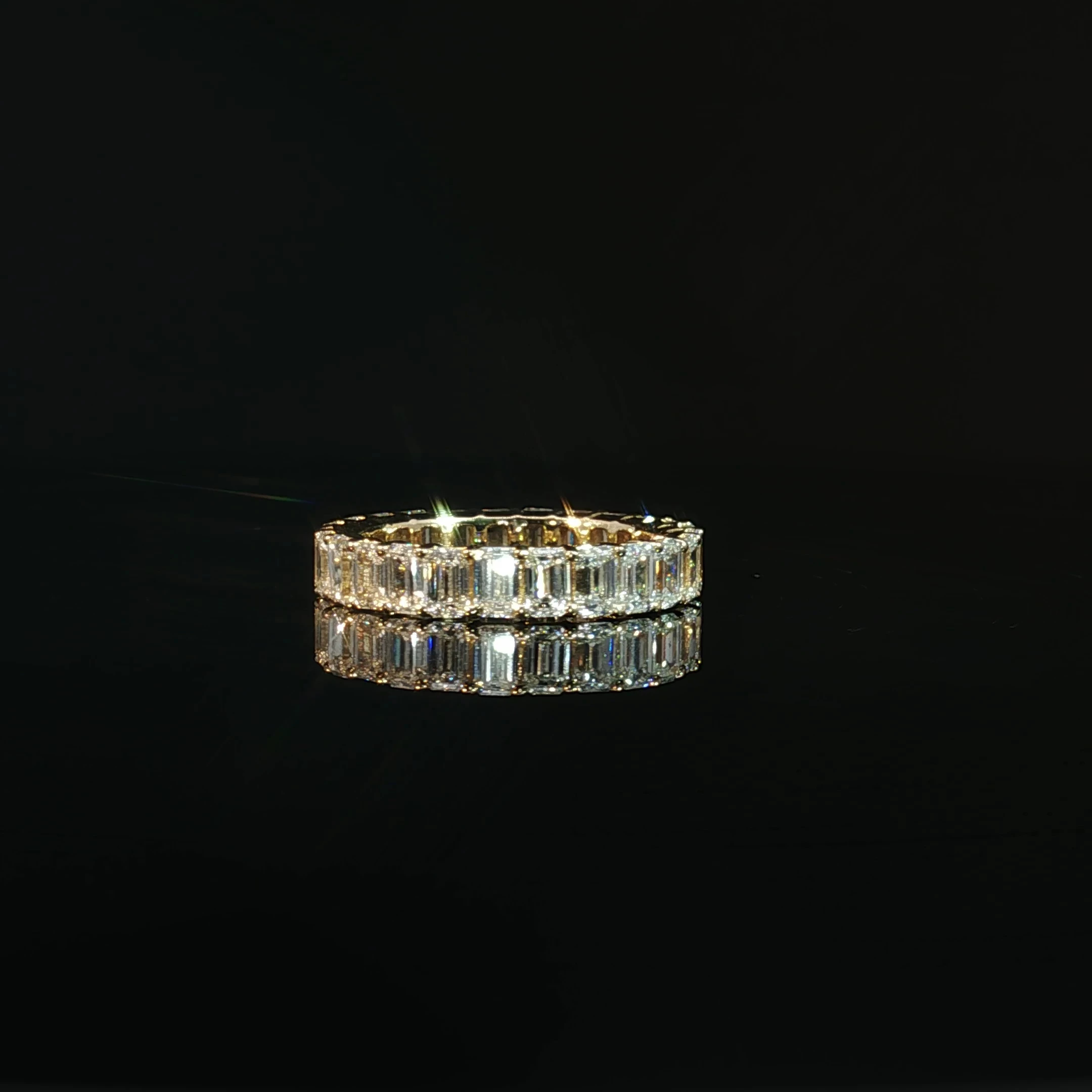 14K Gold Emerald Cut Eternity Band with 3.46CT Diamonds