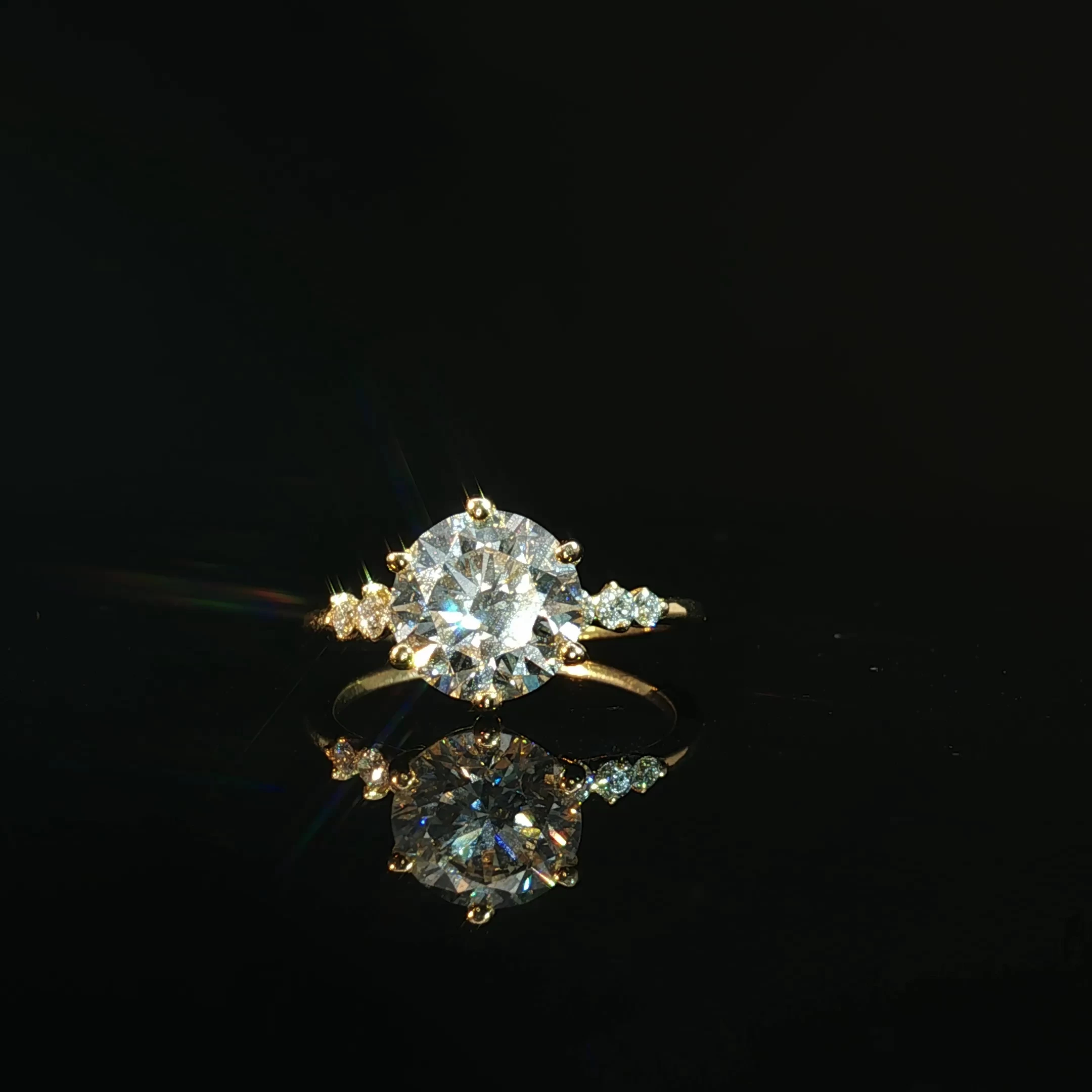 ound Solitaire Engagement Ring with Accents Stones & 2.07 CTW - Image 4