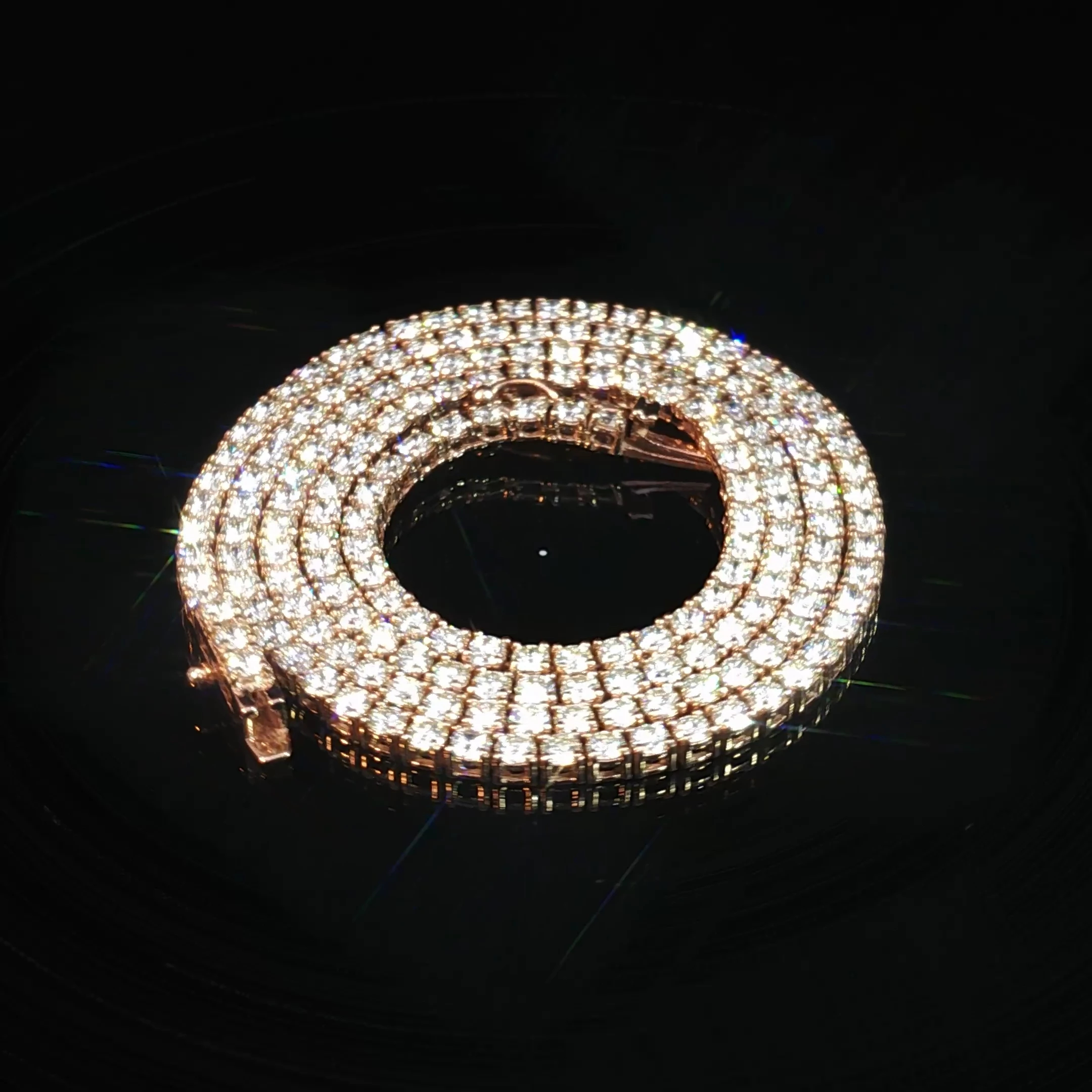 14K Rose Gold Diamond Tennis Necklace