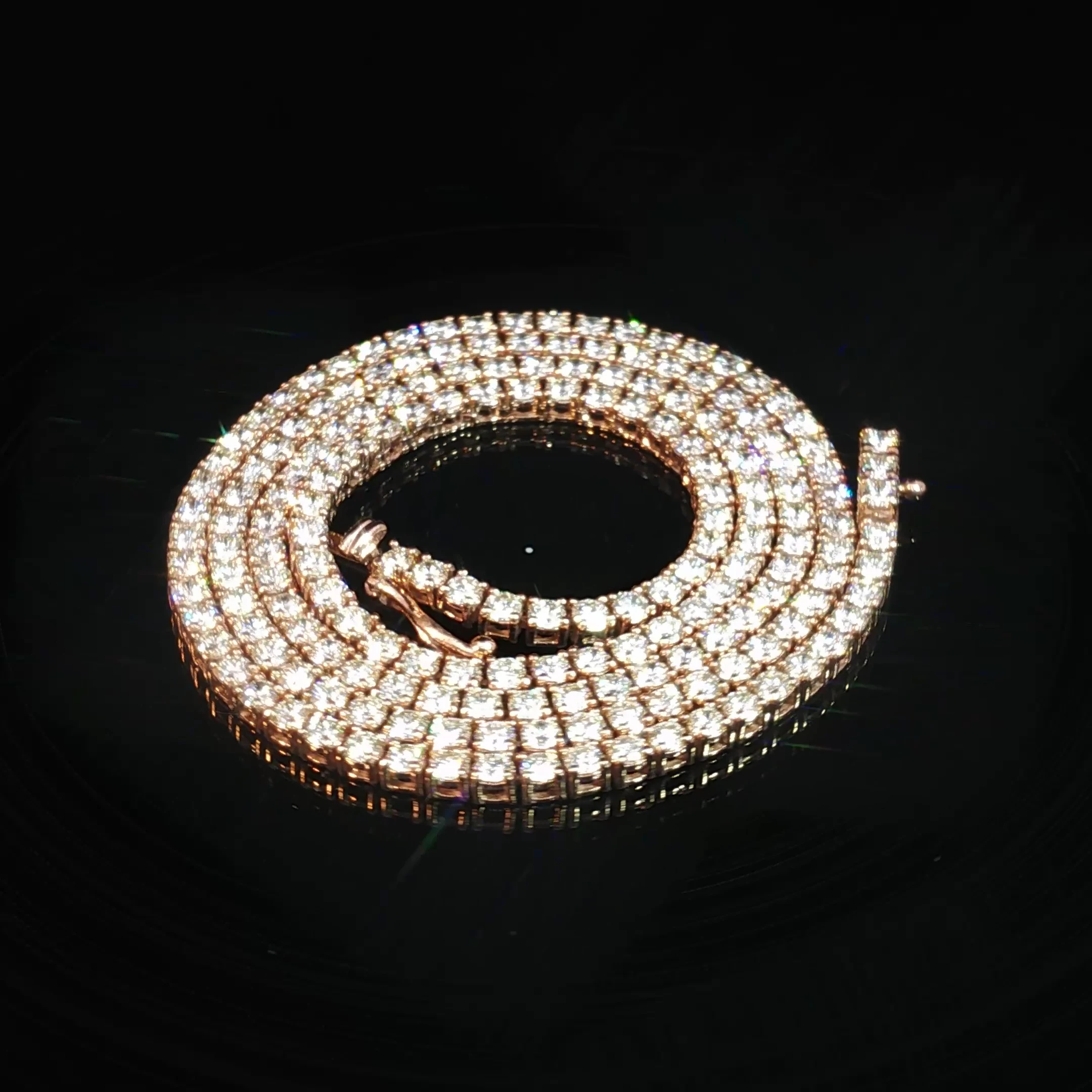 14K Rose Gold Diamond Tennis Necklace - Image 2
