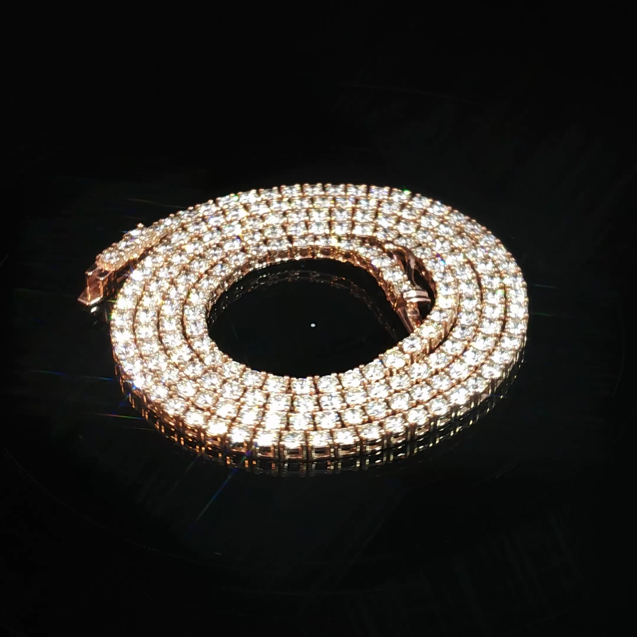 14K Rose Gold Diamond Tennis Necklace - Image 3