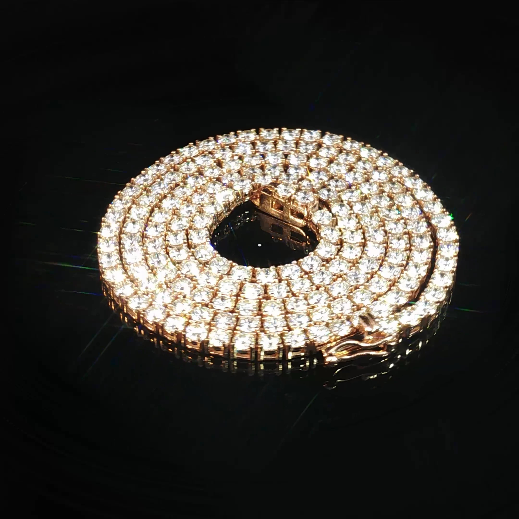 14K Rose Gold Diamond Tennis Necklace