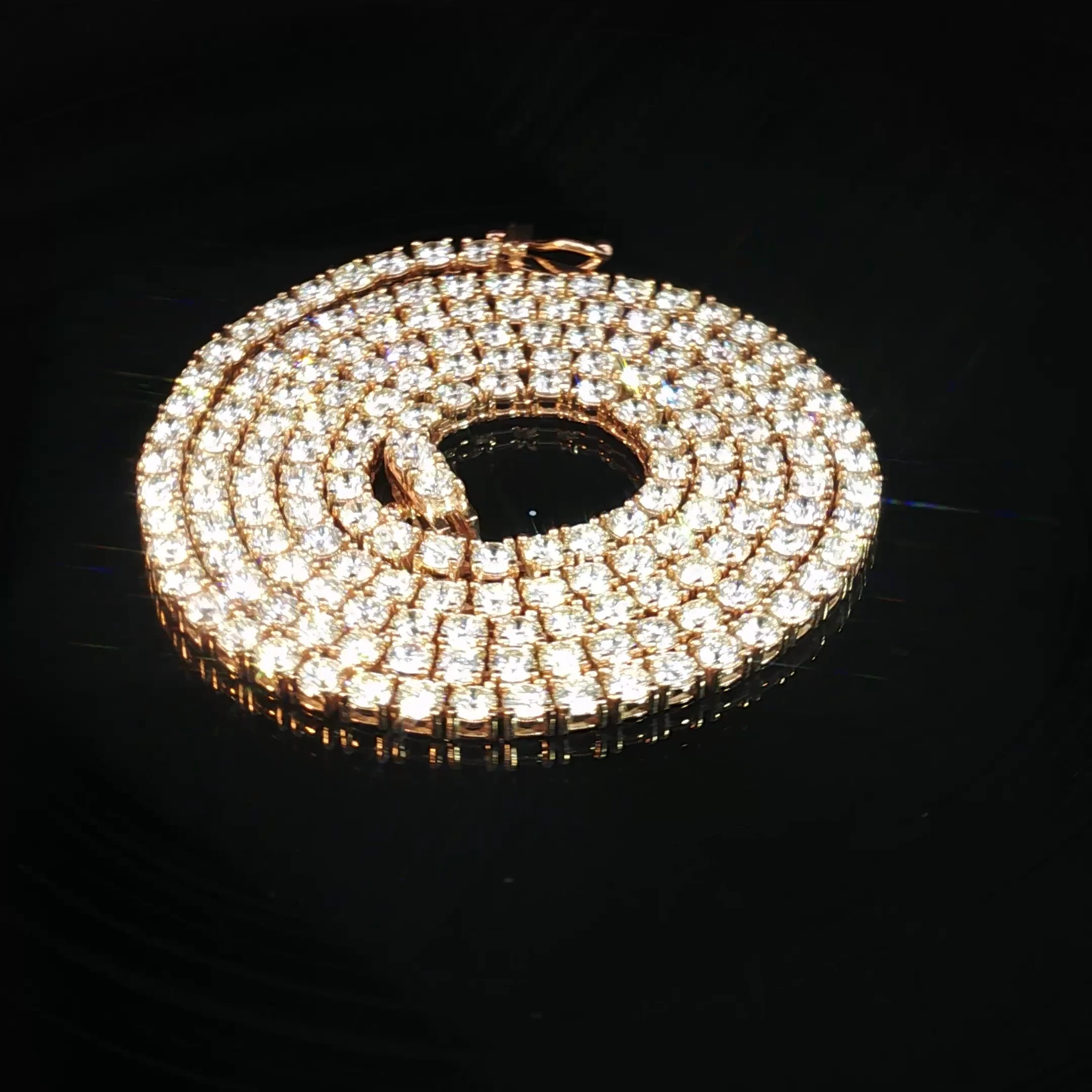 14K Rose Gold Diamond Tennis Necklace - Image 2