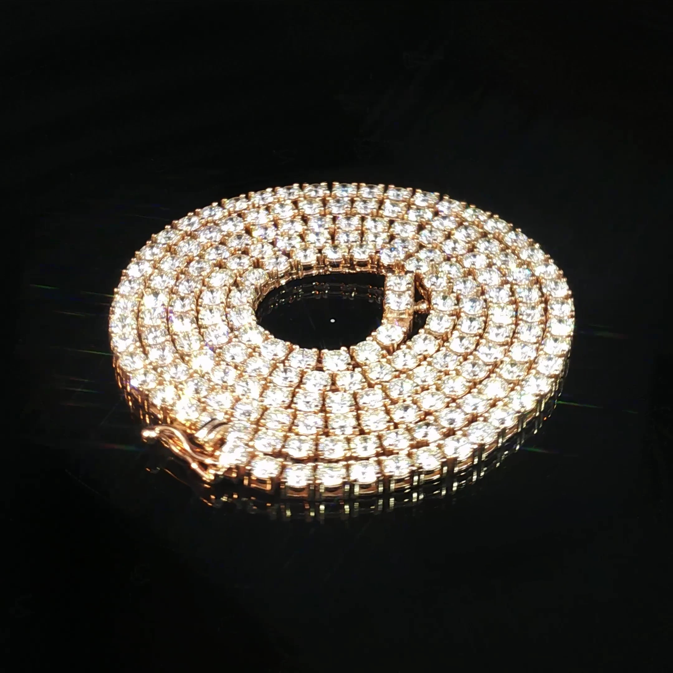 14K Rose Gold Diamond Tennis Necklace - Image 3