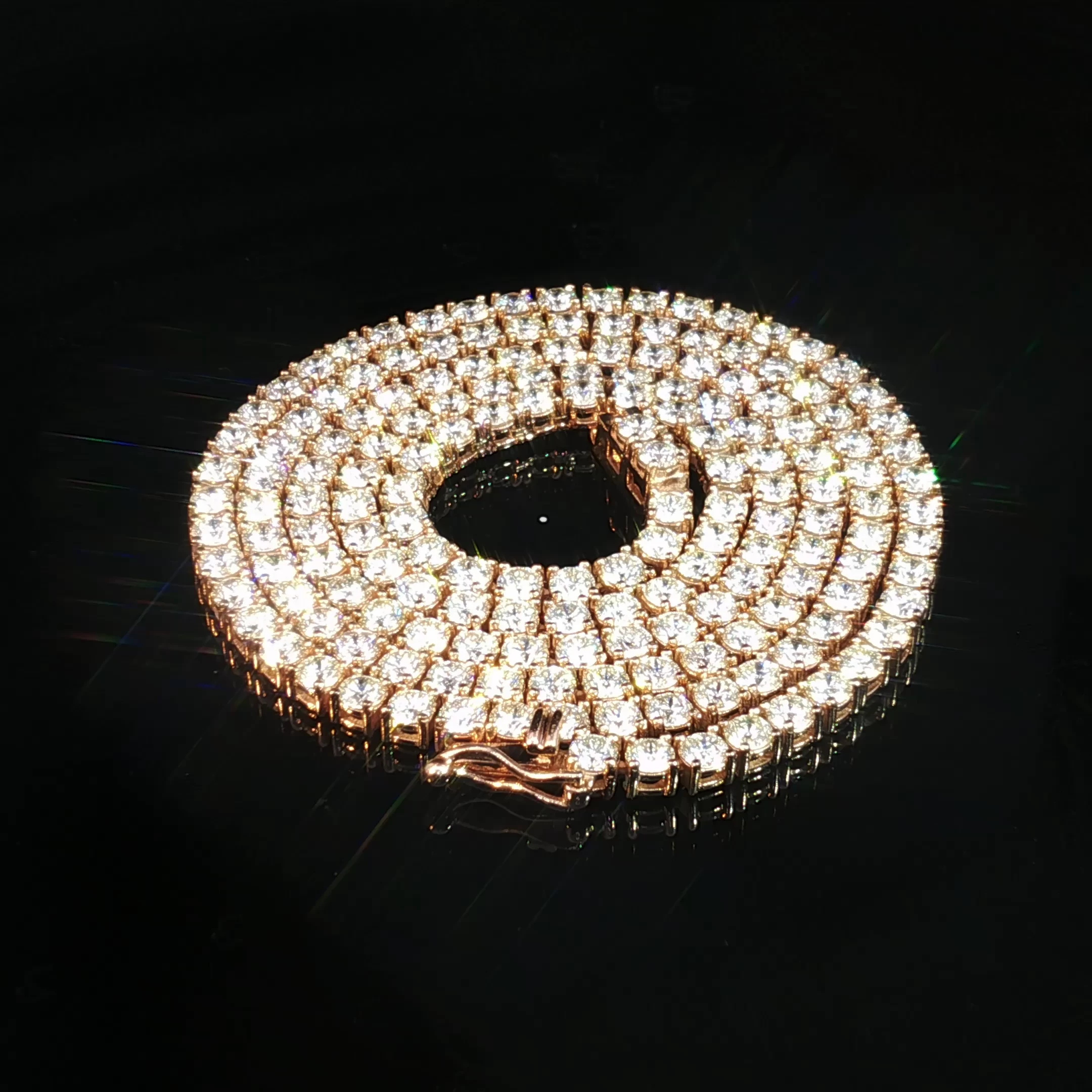14K Rose Gold Diamond Tennis Necklace - Image 4