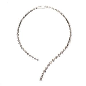 14K White Gold Pear-Shape Lab Diamond Choker Necklace – 30.50ctw