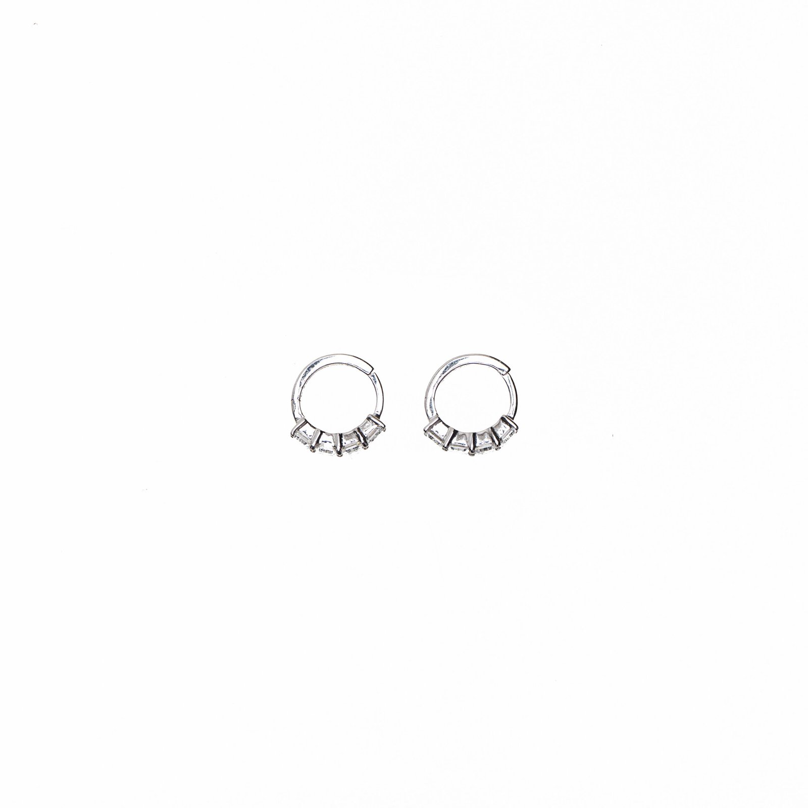 14K White Gold Emerald-Cut Diamond Small Hoop Earrings – 1.70 CTW - Image 2
