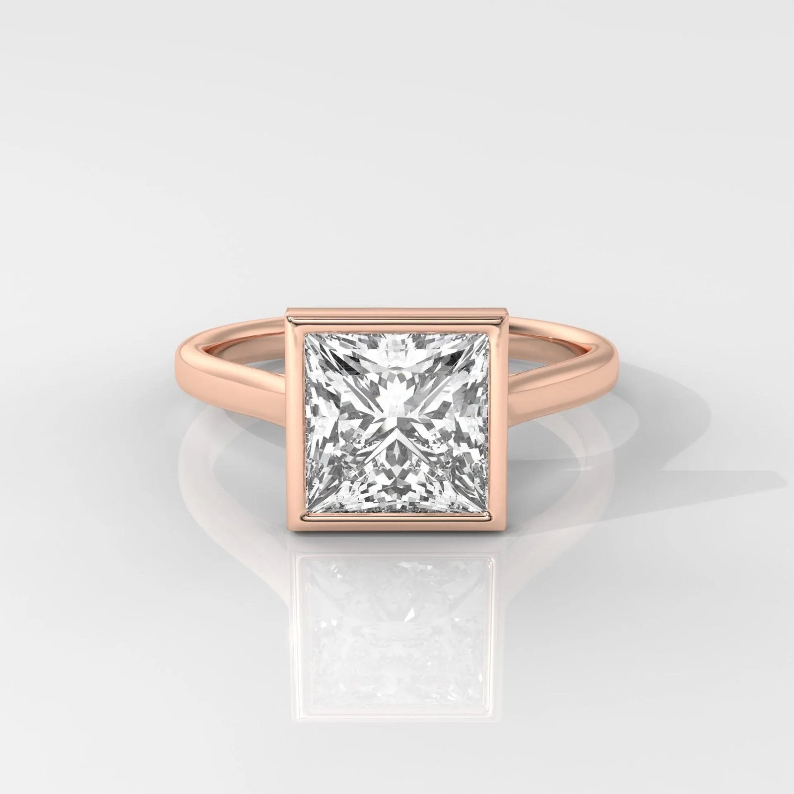 Princess Cut Bezel Engagement Ring - Image 7