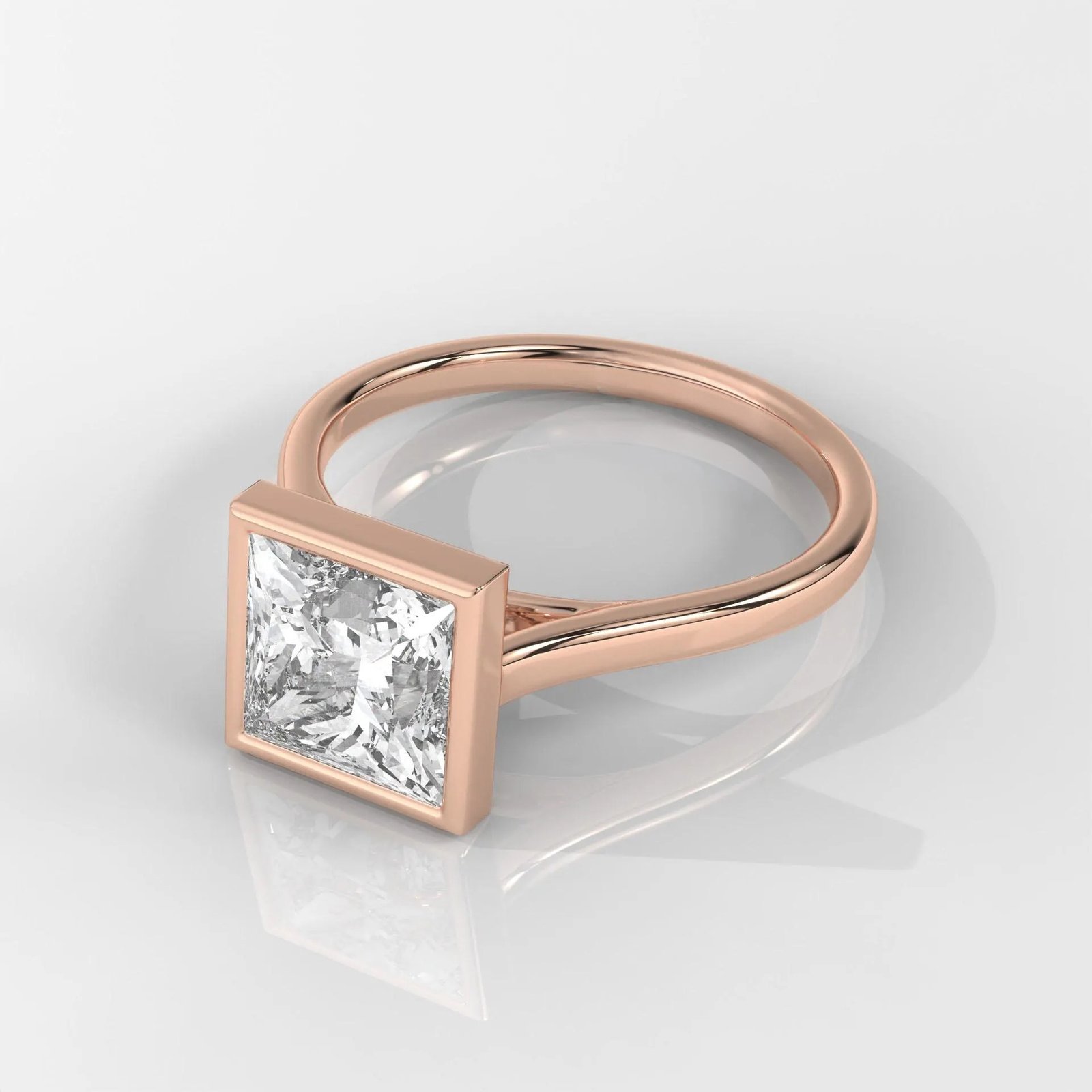 Princess Cut Bezel Engagement Ring - Image 8