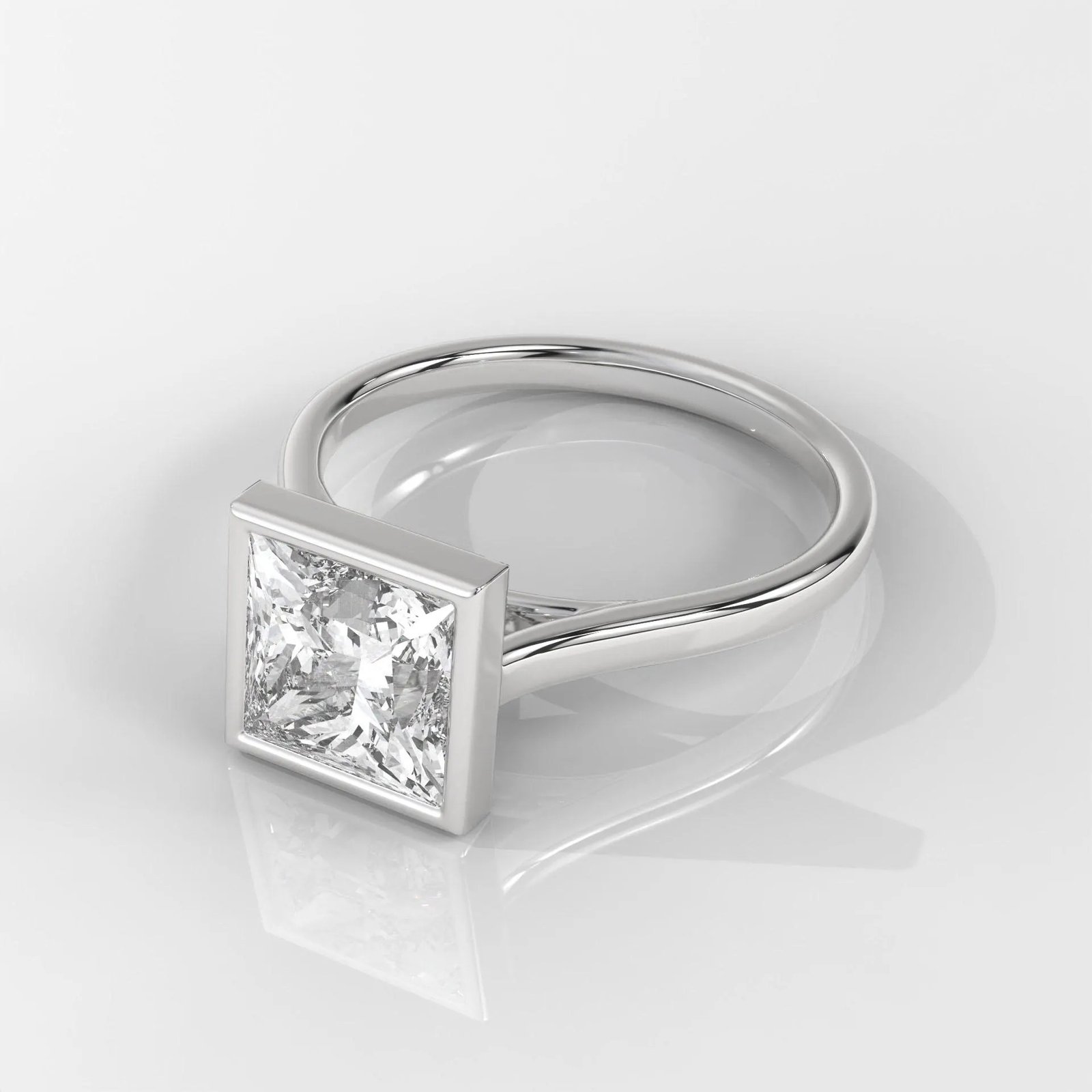 Princess Cut Bezel Engagement Ring - Image 5