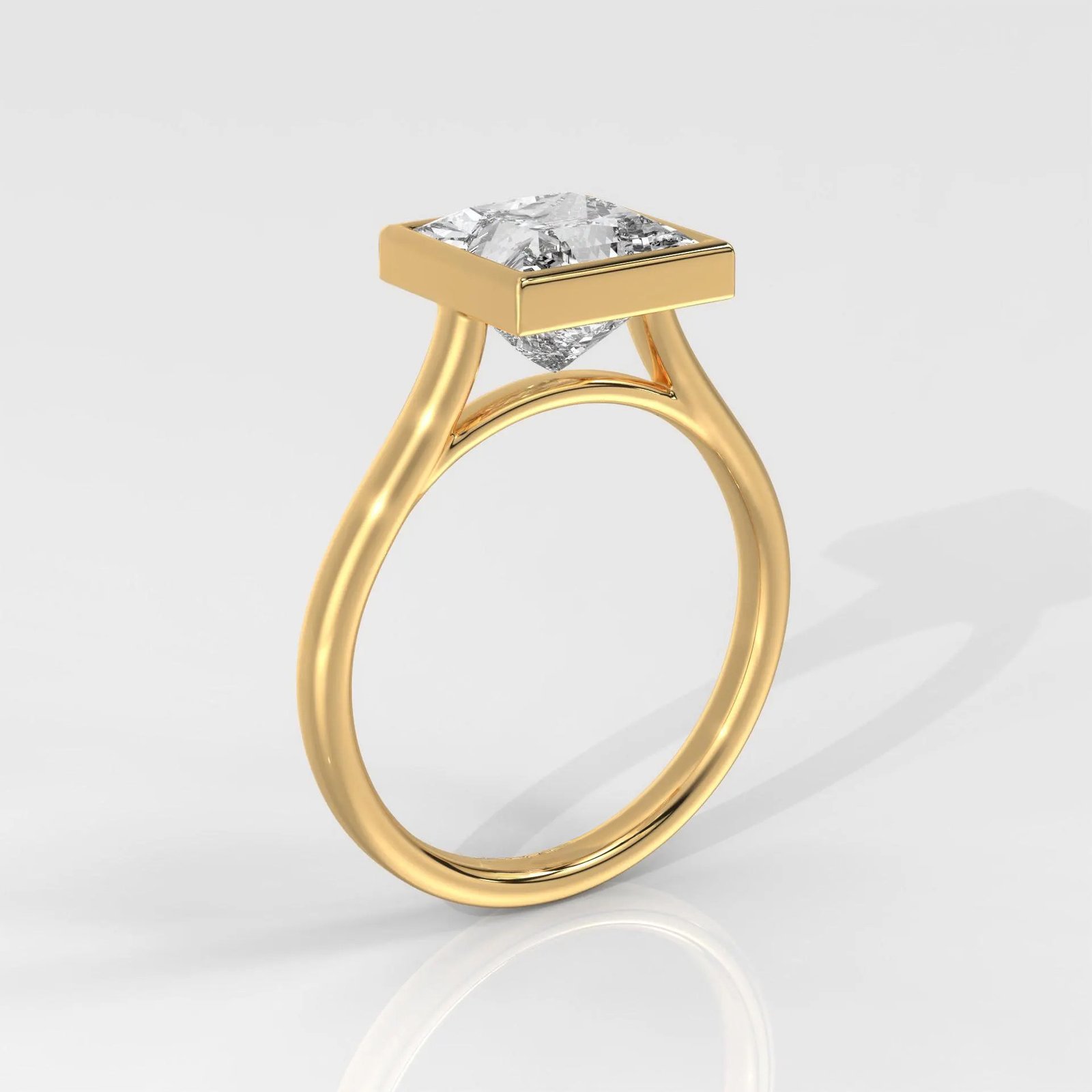 Princess Cut Bezel Engagement Ring - Image 3