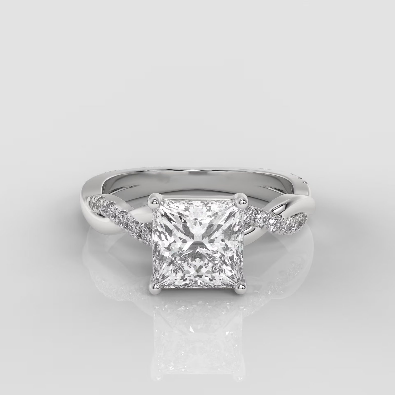 Princess Cut Twisted Band Engagement Ring - Image 4
