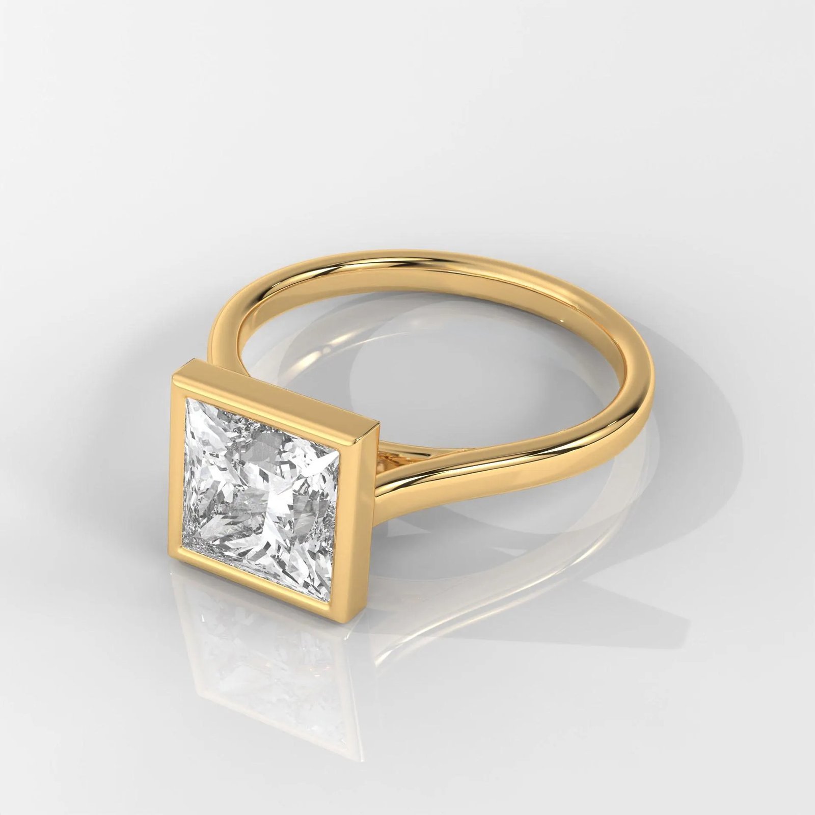 Princess Cut Bezel Engagement Ring - Image 2