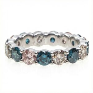 Round Multi Color Eternity Band With 3.85CT Diamonds