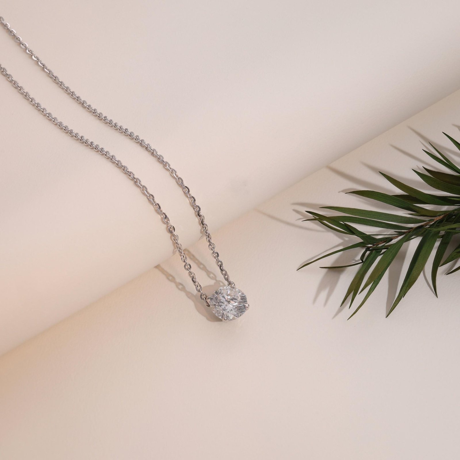 Round Solitaire Brilliant Cut Pendant Necklace - Image 4