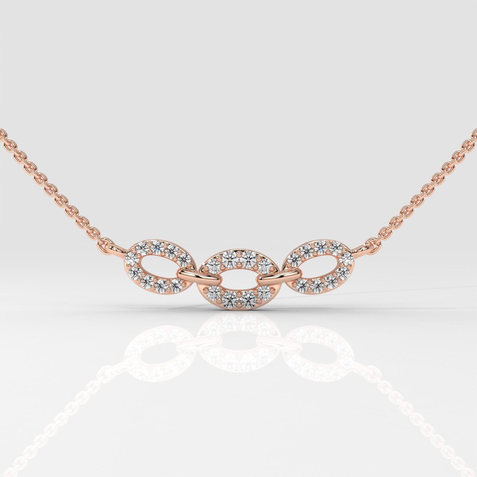 Oval Triple Link Halo Pendant Necklace - Image 7