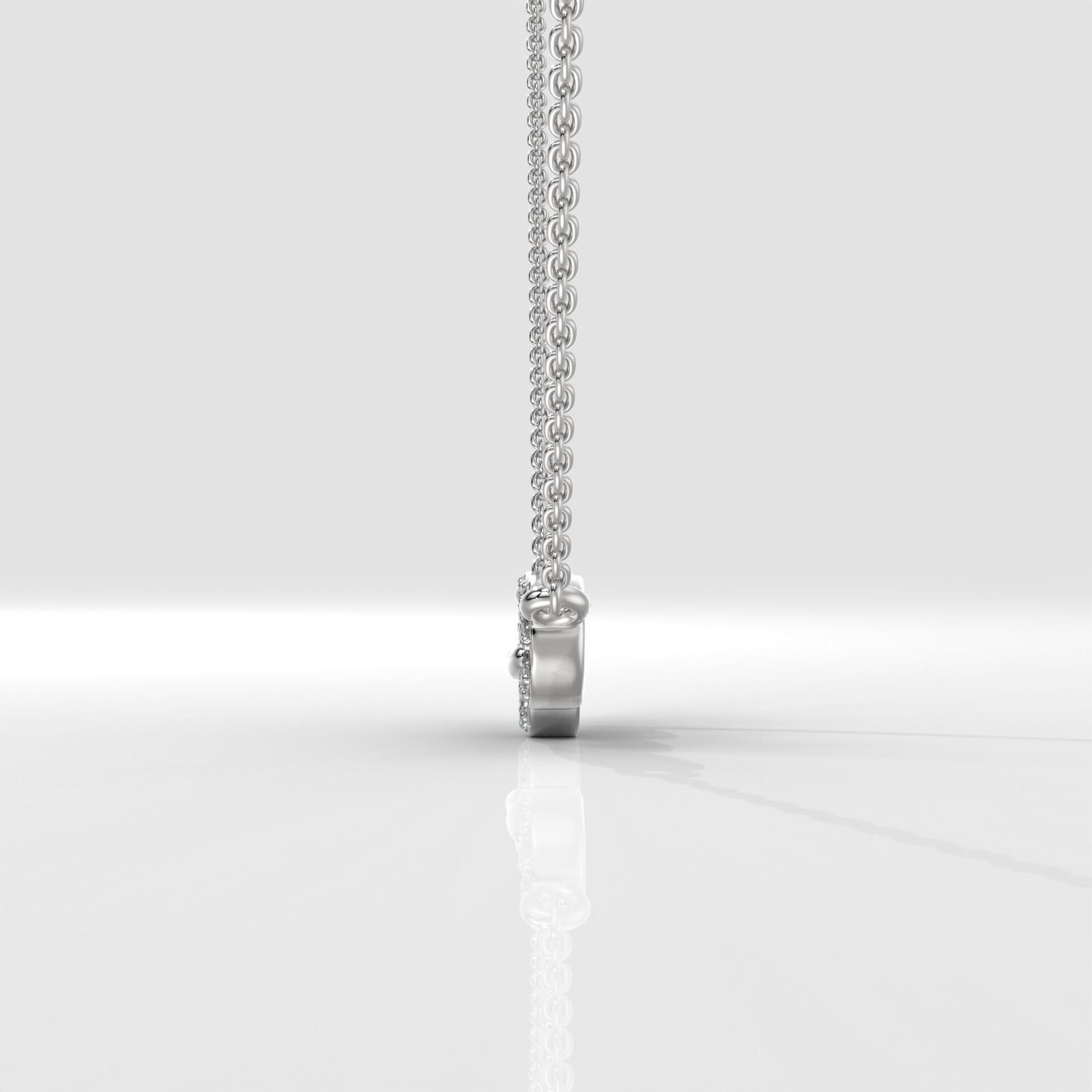 Oval Triple Link Halo Pendant Necklace - Image 5
