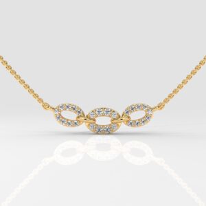 Oval Triple Link Halo Pendant Necklace