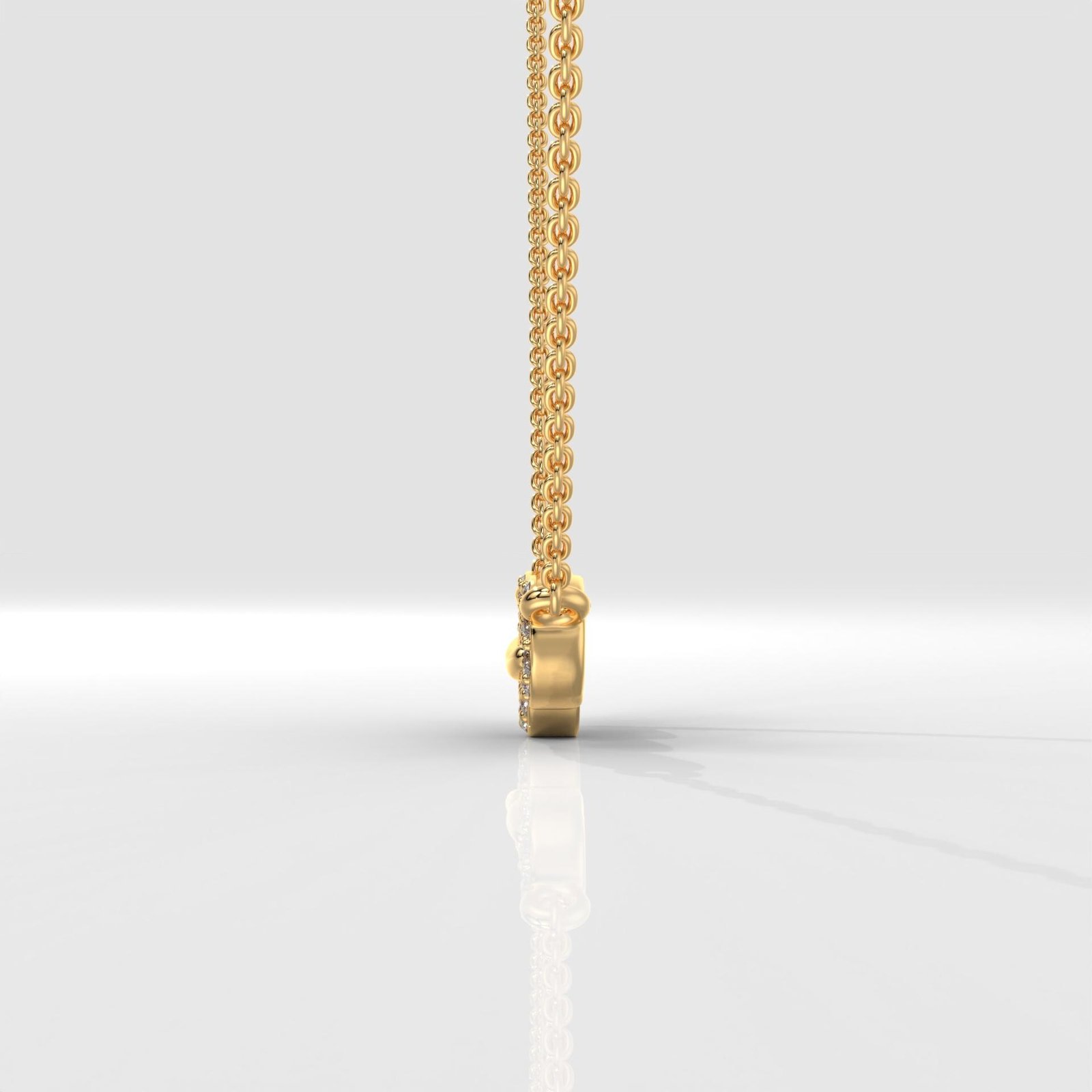 Oval Triple Link Halo Pendant Necklace - Image 2