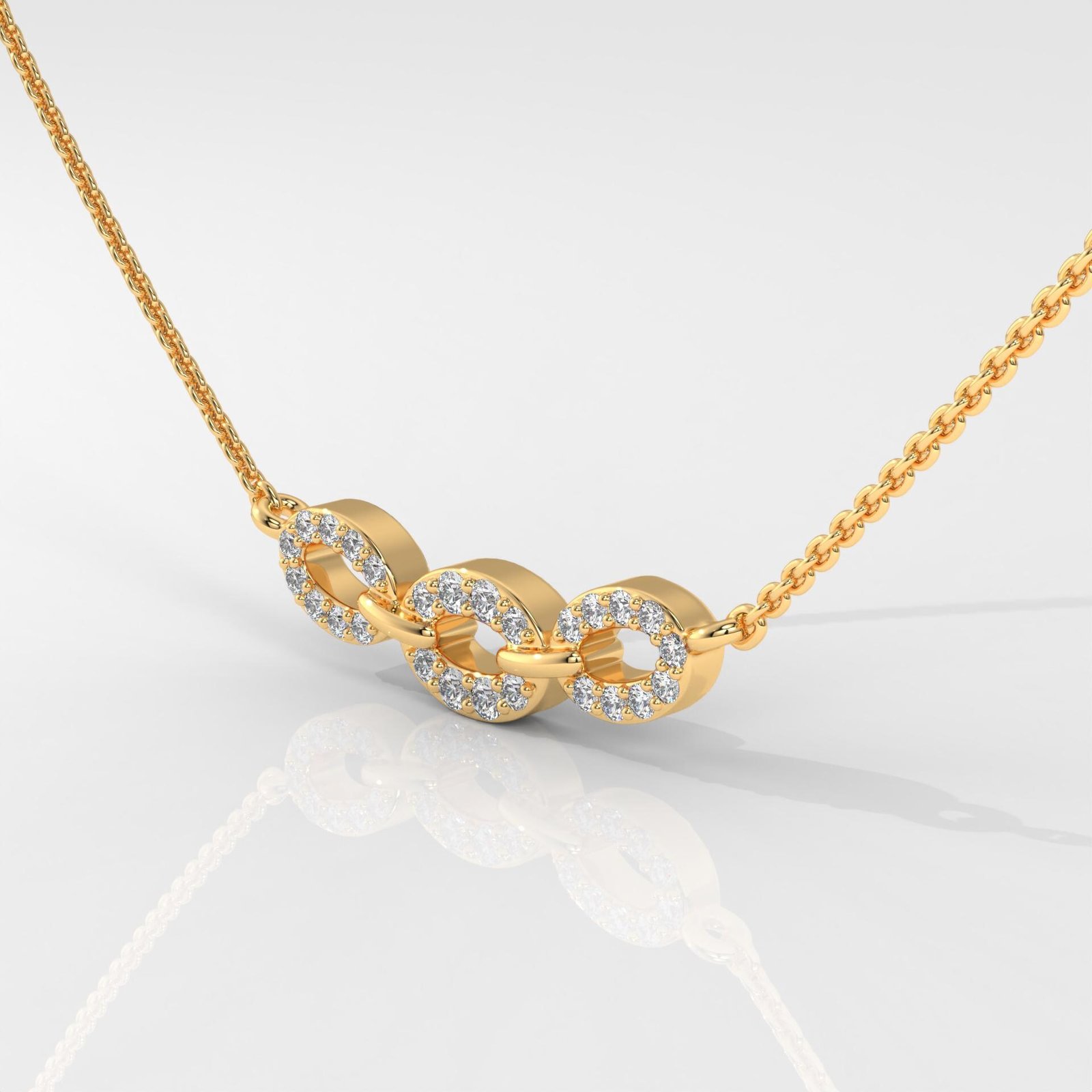 Oval Triple Link Halo Pendant Necklace - Image 3