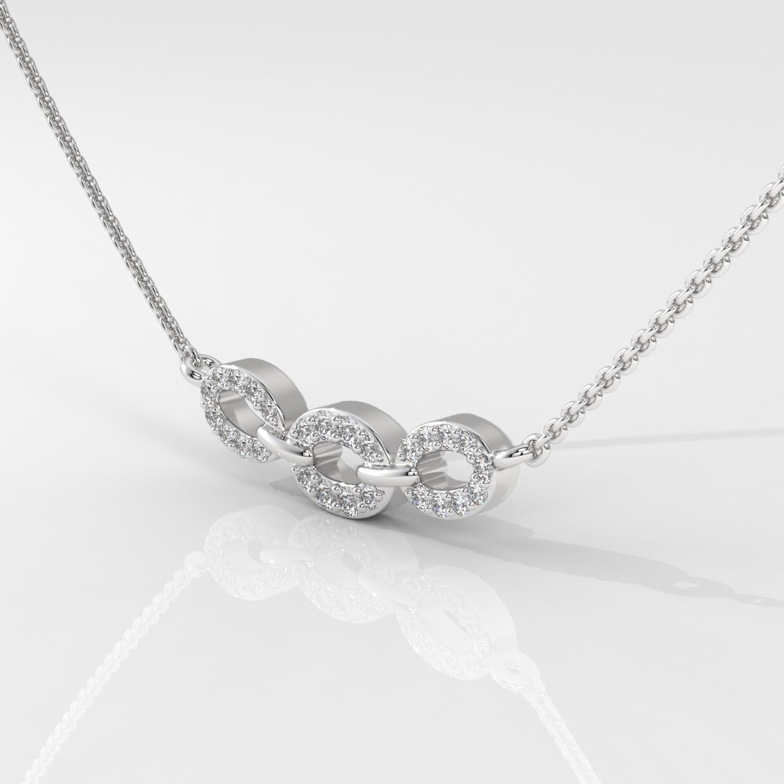 Oval Triple Link Halo Pendant Necklace - Image 6