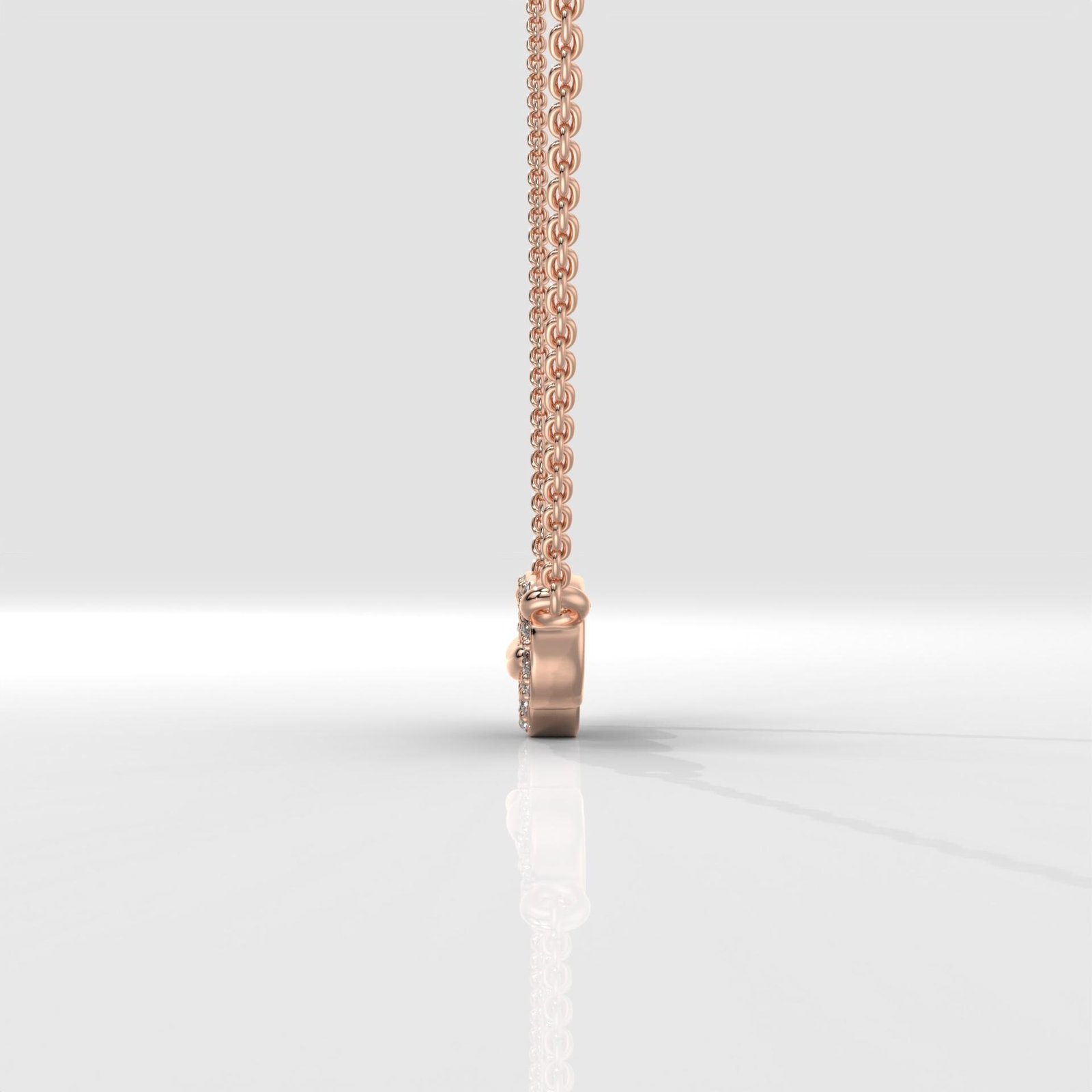 Oval Triple Link Halo Pendant Necklace - Image 8