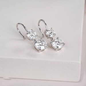 Double Round Solitaire Dangle Earrings