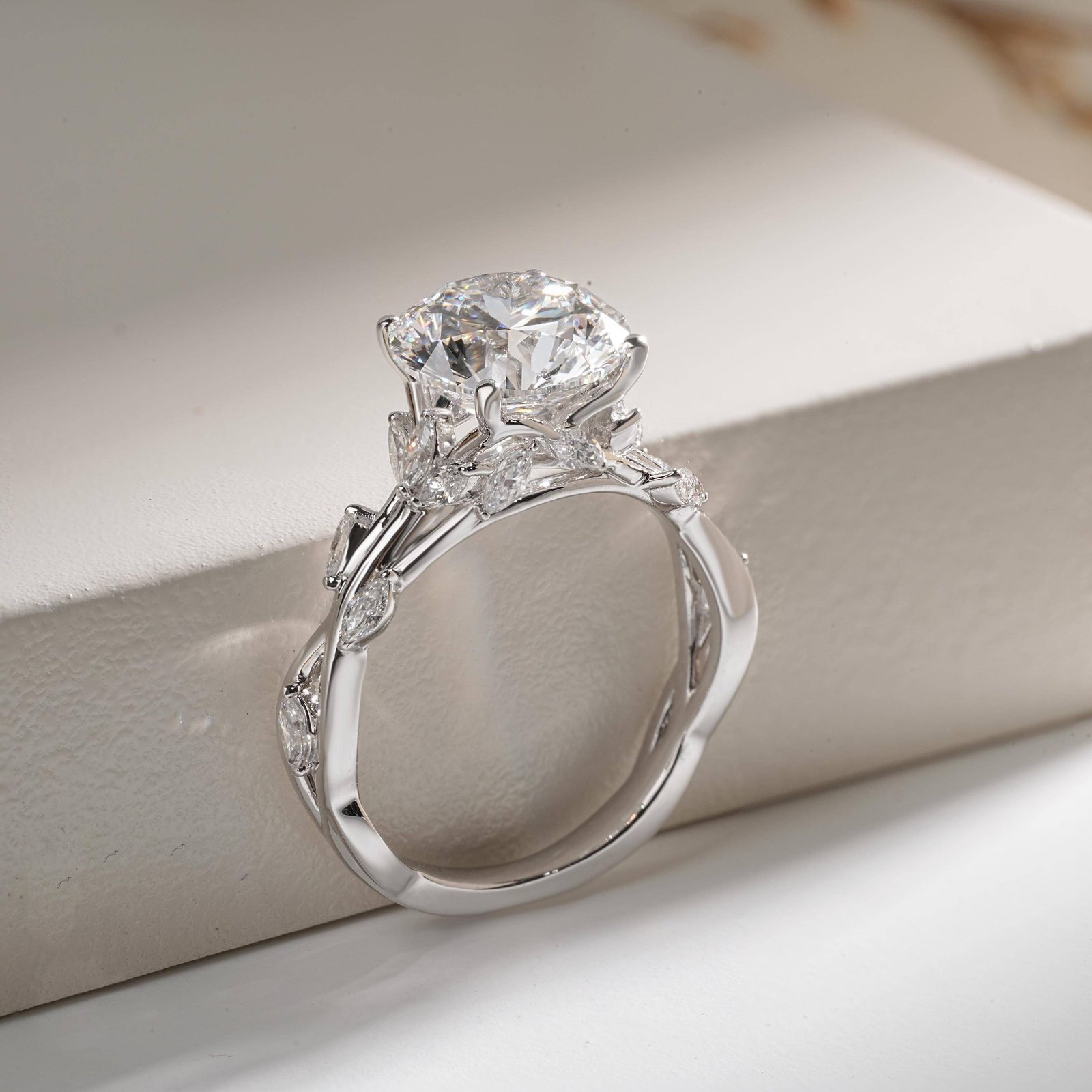 Round Cut Twisted Vine Engagement Ring - Image 6