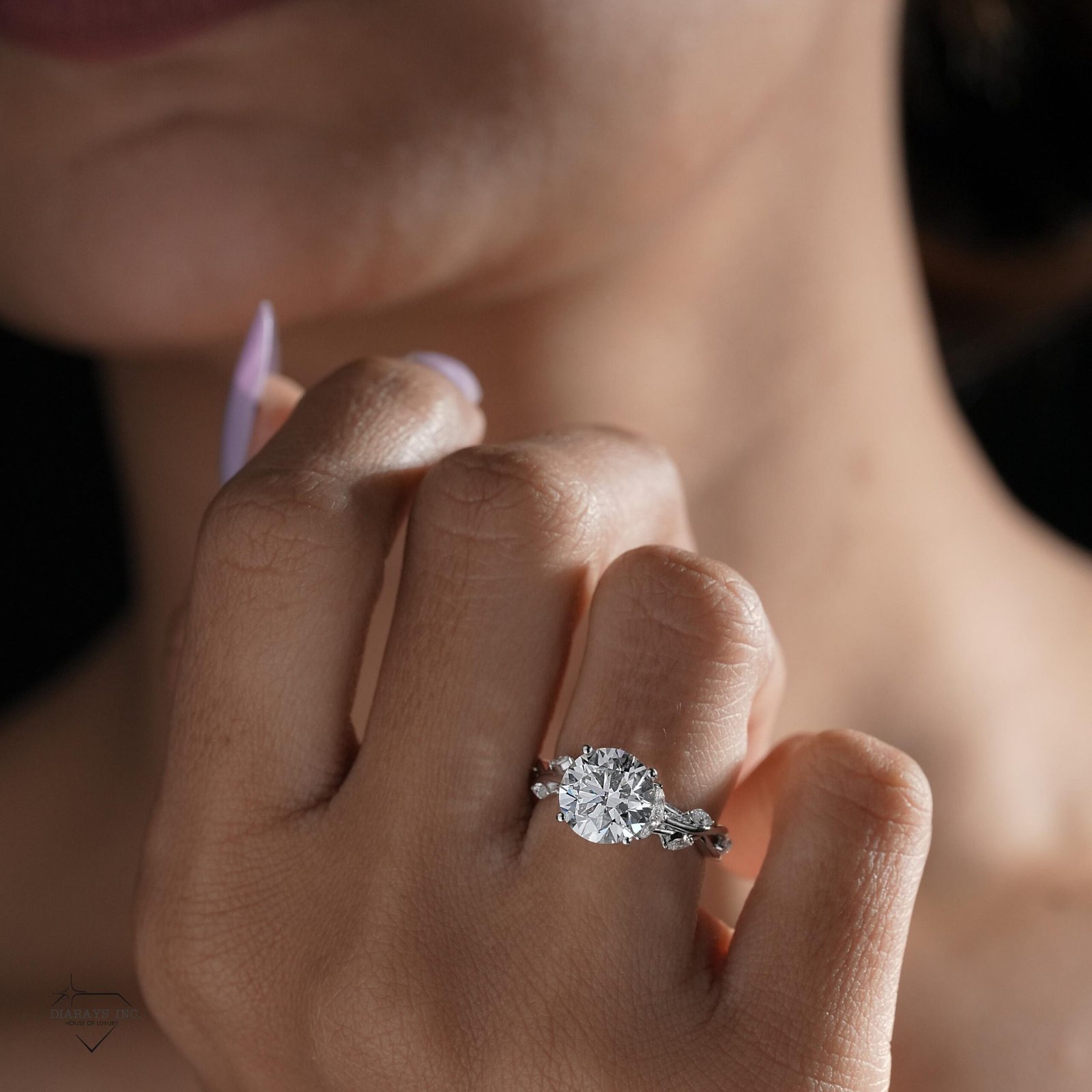Round Cut Twisted Vine Engagement Ring - Image 3