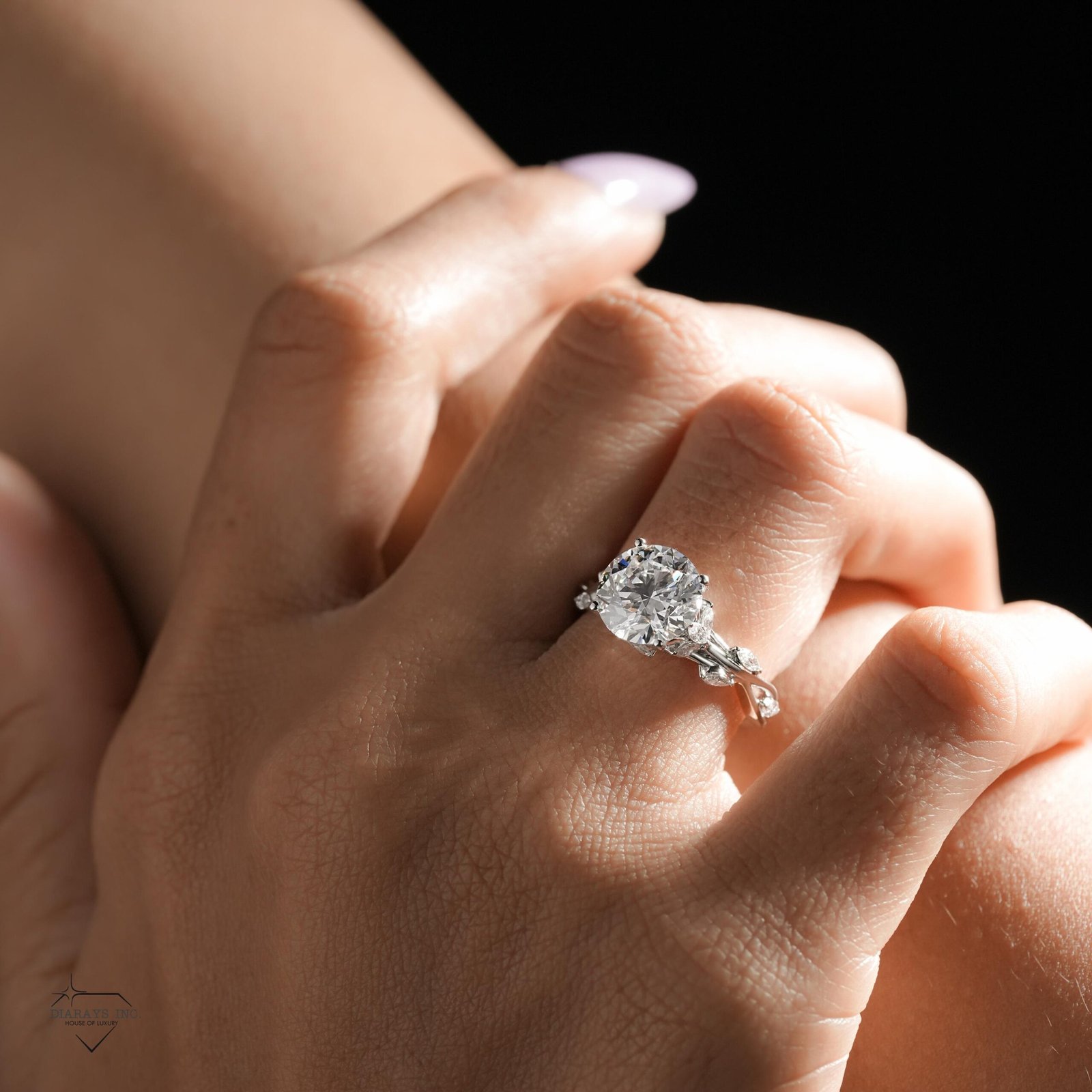 Round Cut Twisted Vine Engagement Ring - Image 2