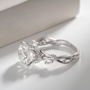 Round Cut Twisted Vine Engagement Ring