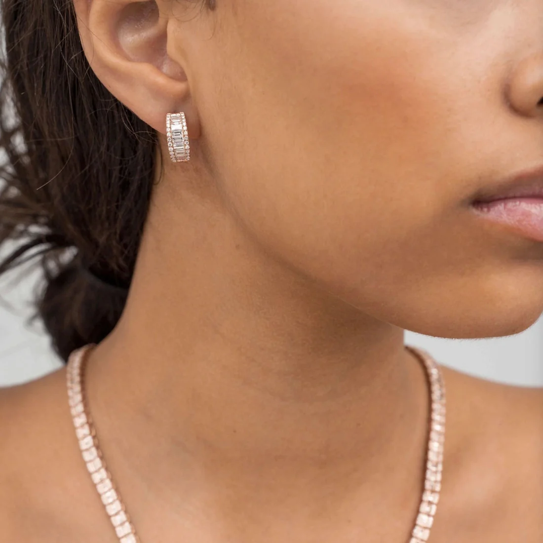 Mia Gold Diamond Hoop Earrings - Image 6