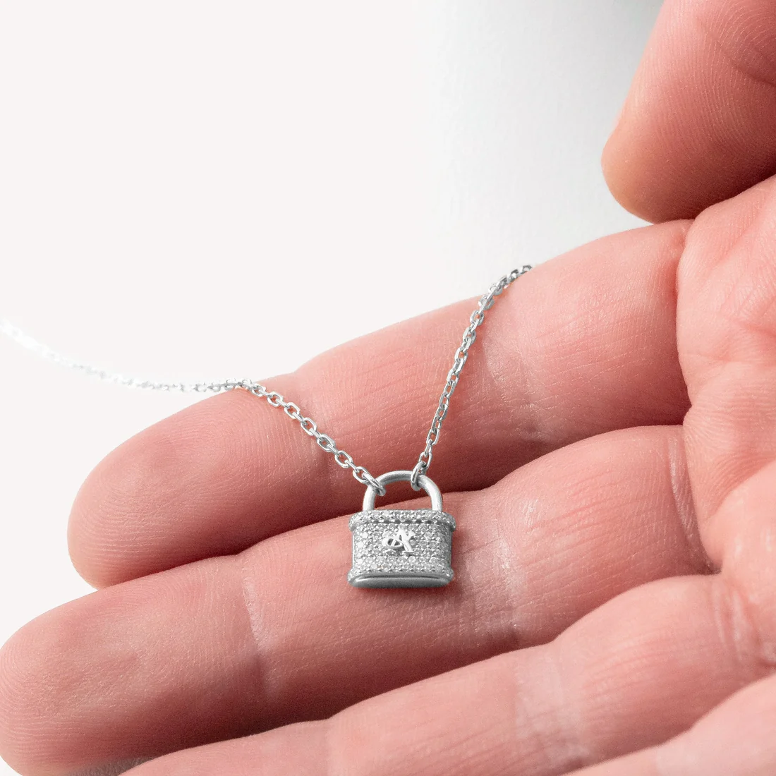 Gold Diamond Padlock Necklace - Image 3